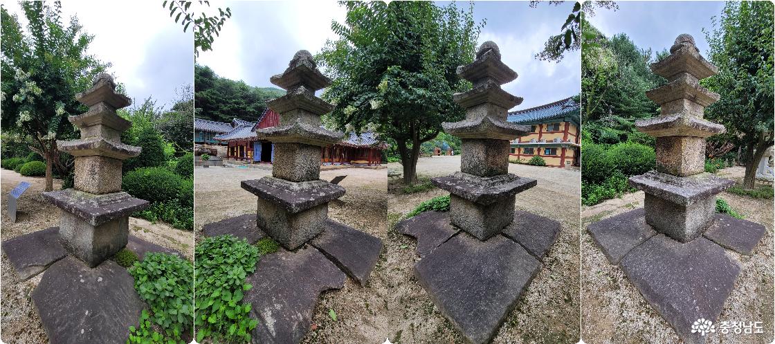 전통사찰 예산 보덕사 삼측석탑 사면 모서리. 전면부터 반시셰방향.