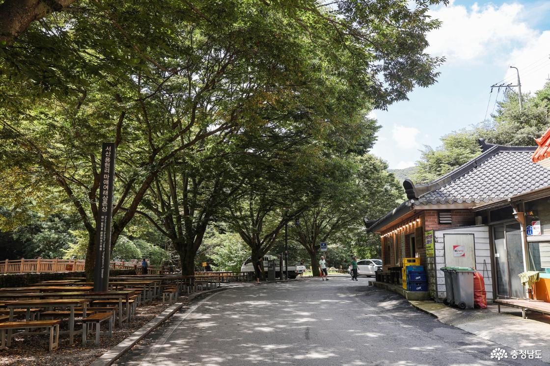 용현리 마애여래삼존상 아래 주차장에서 본 풍경