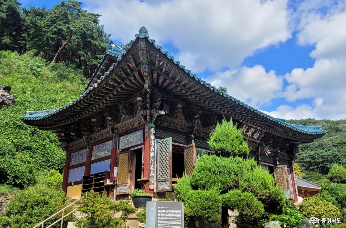 천년고철 충남 예산군 향천사 극락전 좌측 전경,