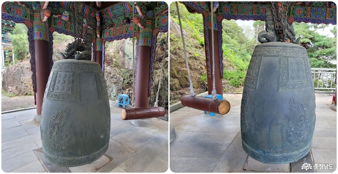 충남 당진시 전통사찰 보덕사 범종각의 범종.