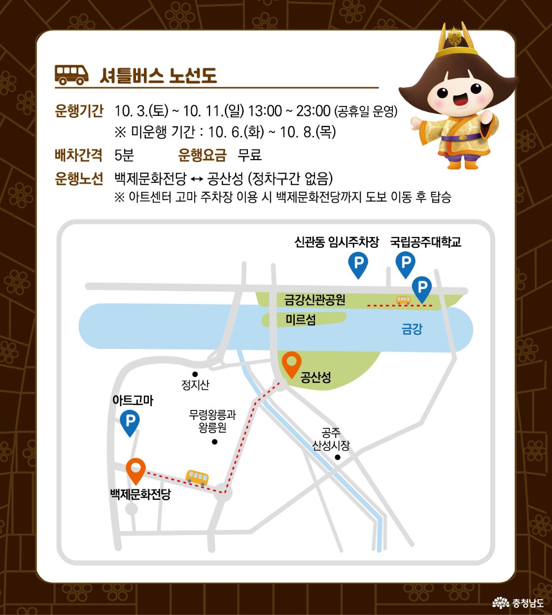 주차장 위치도와 셔틀버스 운영 안내