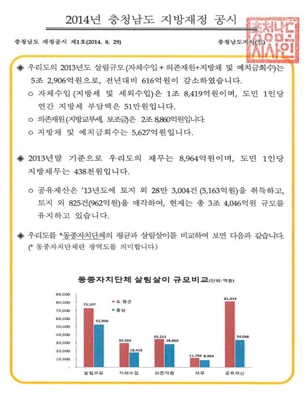 2013년 충청남도 재정공시